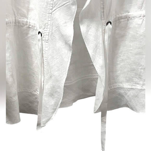 Eileen Fisher White Linen Open Front Tie Waist Lightweight Jacket Layer Size S - Picture 3 of 7